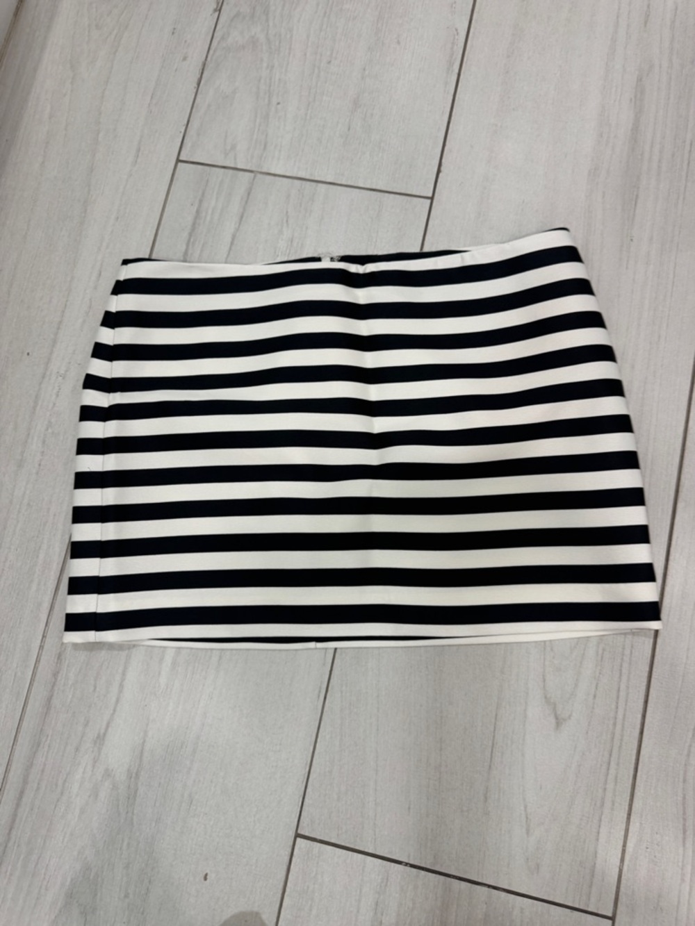 Mango Black and White Striped Mini Skirt